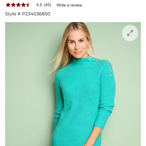 Talbots Blue Long Sleeve Mock Neck Sweater Dress SHAKER STITCH TWEED size XL - Picture 2 of 11